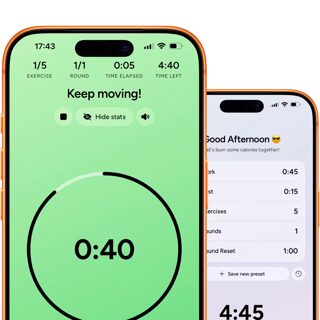 GymTimer interval timer app screens